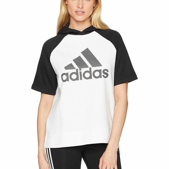 Adidas Athletics Fashion Short Sleeve Hoodie, Sz Medium